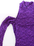 Cold Shoulder Dress 80s Clothing Bodycon Mini Dress Purple Lace Dress Long Sleeve Cut Out Dress Vintage Clothing Women's Size XS - 34" Bust