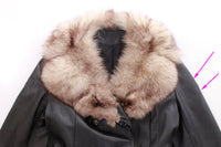 70s Vintage Leather Jacket with Fur Collar
