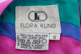 Vintage Flora Kung Pastel Silk Caftan Dress with Sash Belt Size Medium