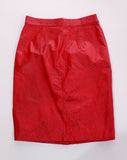 80s Red Leather High Waist Pencil Skirt by WILSONS Women&#39;s Size Small - 27&quot; waist - 35&quot; hips