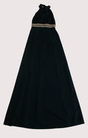 70s Vintage Patricia Fair Black Halter Maxi Dress with Lurex Empire Waist Cutout Size XS - 2