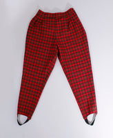 80s Red Plaid Stirrup Stretch Pants Size Small Petite