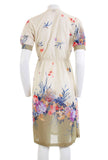 70's Vintage Sheer Floral Dress Midi Fit and Flare Retro Clothing Women's Size Small 