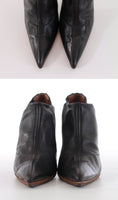 Azzedine Alaïa Paris Black Leather Metal Zipper Back Stiletto High Heel Pointed Toe Shoes Ankle boots Women&#39;s USA Size 7