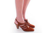 Vintage Suede Lace Up Caged Slingback Block Heel Sandals Size 9.5