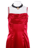 Vintage Shiny Red Satin Maxi Dress