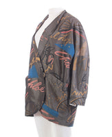 80s Lagerfeld Chloe Iridescent Windbreaker Jacket Super Rare Graffiti Art Print Size XXL 57" Bust