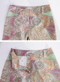 Pastel Silk Snakeskin Print Wide Leg Pants Women's Size Medium-Large 32" Waist