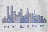 90s Denim NYC Twin Tower Brooklyn Bridge Print Novelty Button Down Shirt Size M