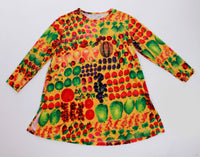 80s Colorful Fruit Crushed Velvet Colorful Yellow Velour Sweater Top Size L