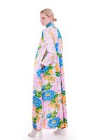 Vintage 60s Pastel Botanical Maxi House Dress Lounger