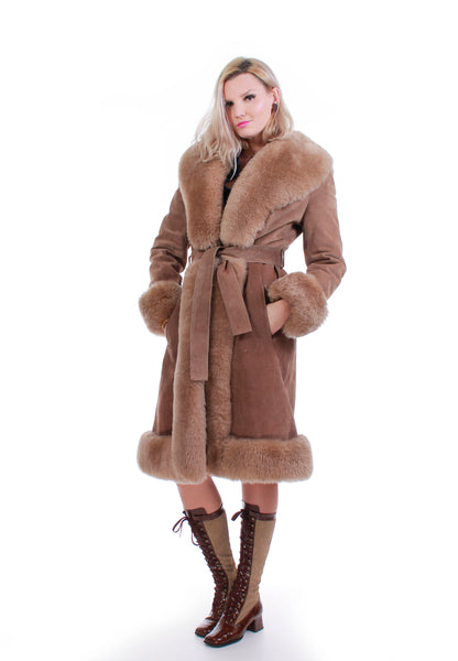 Shearling and Suede Leather Princess Coat