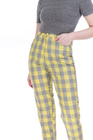 Vintage Yellow + Gray Checkered High Waist Pants