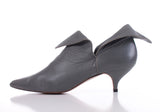 Norma Kamali Grey Leather Ankle Boots 1980's Vintage Avant Garde Shoes Size 10