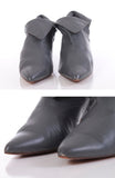 Norma Kamali Grey Leather Ankle Boots 1980's Vintage Avant Garde Shoes Size 10