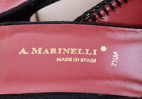 Black Suede Mules A. Marinelli Spain 90's Vintage Size 7.5