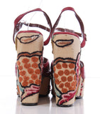 1970's Bonnie Smith for Kimel Embroidered Platform Sandals RARE The Wonder Wedge Size 10
