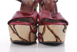 1970's Bonnie Smith for Kimel Embroidered Platform Sandals RARE The Wonder Wedge Size 10