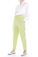Vintage Lime Green Silk High Waist Pants Women's Size Small 24-29" Waist
