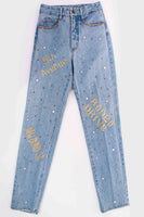 90's Embroidered High Waist Skinny Jeans Tamorah Marie Women's Size XS 26" Waist