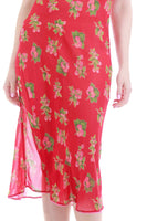 Vintage Betsey Johnson Silk Berry Print Red Slip Dress Women's Size Small