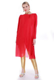 Semi Sheer Red Draped Vintage Blouse Women's Size Small