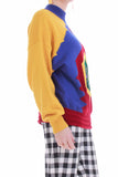 80's Vintage Versace Color Block Oversized Wool Sweater Made in Italy Women's Size XL