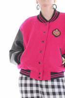 90's Pink Wool and Leather Letterman Jacket Women's Size Medium
