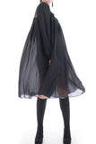 Vintage Semi Sheer Black Pleated Trapeze Dress Chez California Women's Size XXL 50" Bust
