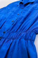 80's Vintage Shiny Blue Satin Jumpsuit Women's Size XS-Small 25" waist