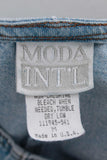 90s MODA Intl Denim Overall Romper Jumper Dress Shortalls Made in the USA Size Medium