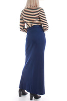 70s Navy Blue Knit Maxi Skirt