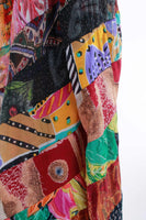 70s Colorful Gauze Rayon Patchwork Maxi Skirt