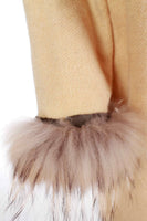 70s Vintage Beige Wool and Fur 4 Point Blanket Coat