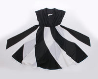 Vintage Black and White Striped Wrap Dress