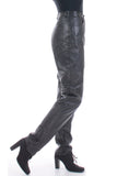 Black Leather High Waist Pants Made in the USA 26" waist