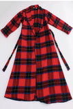 Vintage Red Plaid Flannel Wrap Duster Maxi Coat Robe Made in the USA