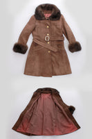 60s Belted Suede and Shearling Boho Mod Coat