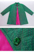 Iridescent Green Pink Quilted Jacket Made in the USA nwot