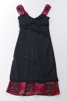 90s Pink Burnout Crushed Velvet Red Black Slip Dress Size S - 6