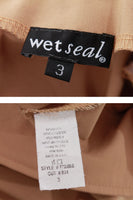 Y2K Wet Seal Tan Low Belted Jumpsuit size 3 / XS-S petite / bust 30-34" / waist 24-27" / hips 30-37" / 32" inseam