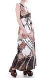 60s Andrade Honolulu Cotton Barkcloth Maxi Wrap Dress