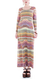 70s Metallic Knit Long Sleeve Maxi Dress