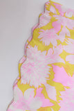 1960s Pink and Yellow Peony Floral High Waist Skirt