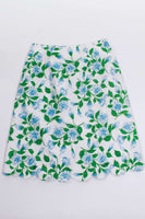 1960s Blue Floral Hand Printed Cotton Skirt Made in Florida
