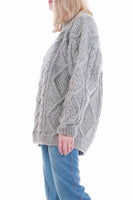 Chunky Cable Knit Gray Wool Sweater