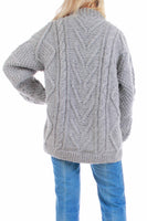 Chunky Cable Knit Gray Wool Sweater