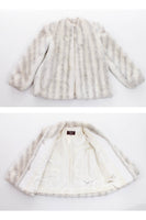 80s White and Silver Striped Faux Fur Jacket Made in the USA