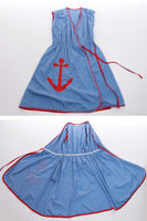 70s Vintage Nautical Cotton Wrap Dress