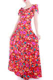Vintage Red Floral 1940s Style Maxi Dress